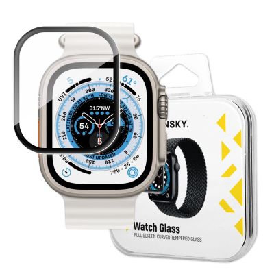 Wozinsky Full Glue szkło akrylowe do Apple Watch 49 mm 9H na cały ekran z czarną ramką