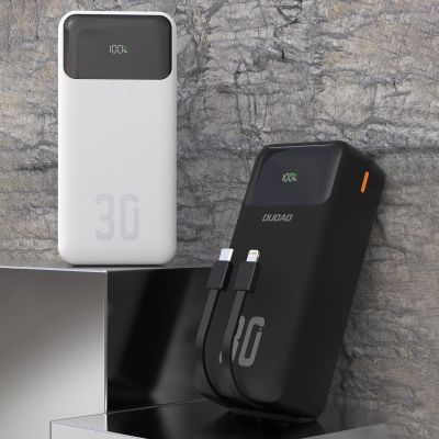 3. Powerbank Dudao K15MAX 30000mAh PD 22.5W z wbudowanymi kablami - czarny
