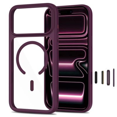 2. Etui Tech-Protect MagOne CC MagSafe + Szkło hartowane 2-Pack na iPhone 18 Pro / 17 Pro - przezroczysto-burgundowe