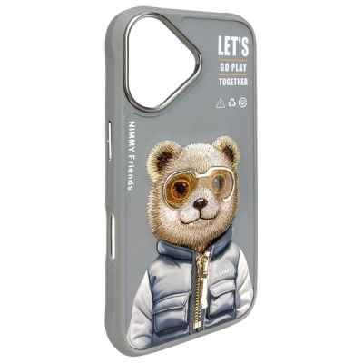 4. Etui Nimmy Cool&Cute 2.0 Bear na iPhone 16 - szare