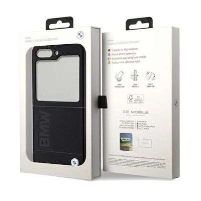 8. Etui BMW Leather Hot Stamp na Samsung Galaxy Z Flip 5 - czarne