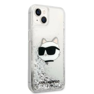 4. Etui Karl Lagerfeld Glitter Choupette Head na iPhone 14 Plus - srebrne