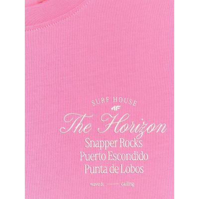 2. T-shirt regular z nadrukiem damski 4F 4FRSS26TTSHF4537-55S