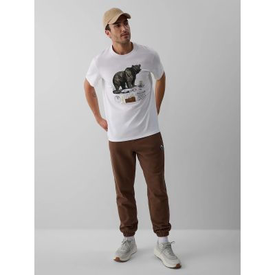4. T-shirt regular z nadrukiem męski 4F 4FKAW26TTSHM4473-11S