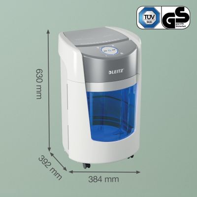 8. Niszczarka Leitz IQ OptiMax Small Office 350, 22l, P5, 8 kartek, Automatyczny Start/Stop, Funkcja cofania, Obrotowy pojemnik - 33% większa pojemność na ścinki