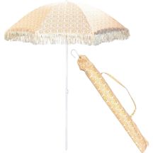 PARASOL PLAŻOWO OGRODOWY Z FRĘDZLAMI 174CM ŻÓŁTY