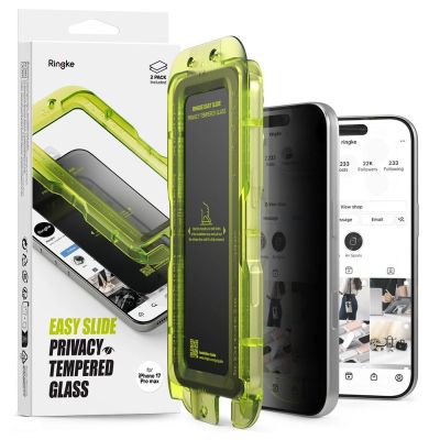 Szkło prywatyzujące Ringke Easy Slide 2-pack na iPhone 17 Pro - czarne