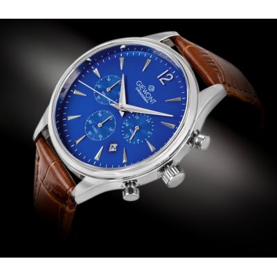 2. Zegarek Męski Giewont Chronograph Sapphire Brązowo Niebieski GW6310-A5