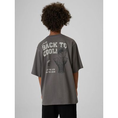 2. T-shirt loose z nadrukiem chłopięcy 4F 4FJRAW26TTSHM4529-25S
