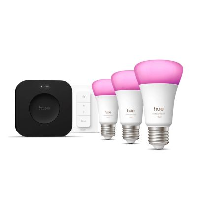 Philips Hue White and color ambiance Zestaw startowy: 3 inteligentne żarówki E27 + Dimmer switch + Bridge Pro