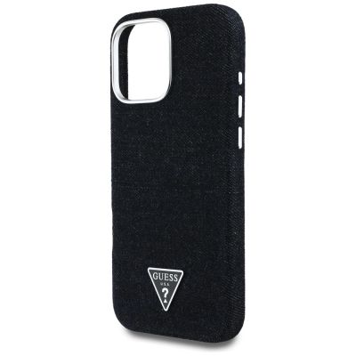 6. Etui Guess Denim Triangle Logo MagSafe na iPhone 16 Pro Max - czarne