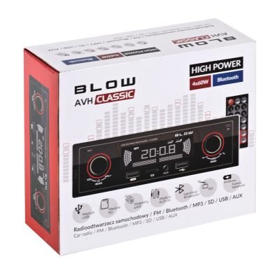 2. Radio samochodowe BLOW CLASSIC 78-287# (Bluetooth, USB + AUX + karty SD)