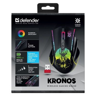 9. DEFENDER MYSZ BEZPRZEWODOWA KRONOS GM-695 RF 1600DPI 7P 52695
