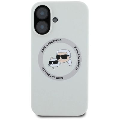 3. Etui Karl Lagerfeld Silicone Double Heads And Circle MagSafe do iPhone 16 beżowy