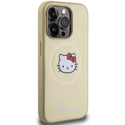 4. Etui Hello Kitty Leather Kitty Head MagSafe na iPhone 15 Pro Max - złote