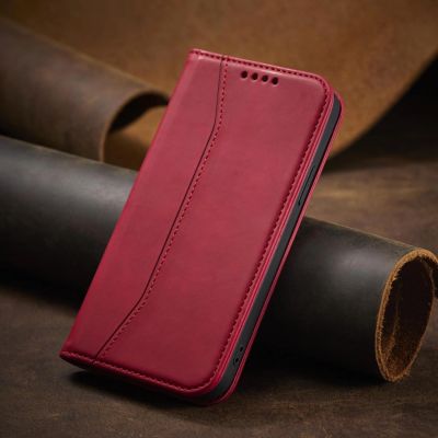 11. Magnet Fancy Case etui iPhone 14 Pro pokrowiec z klapką portfel podstawka czerwone