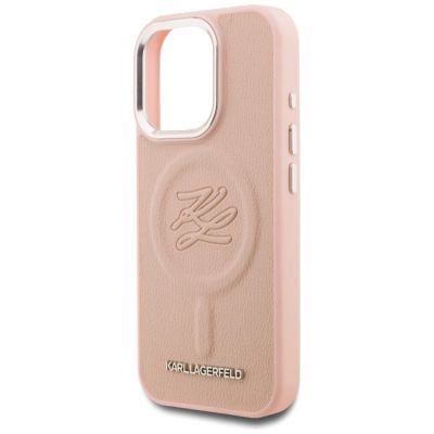 6. Etui Karl Lagerfeld Initial & Metal Logo MagSafe na iPhone 16 Pro Max - różowe