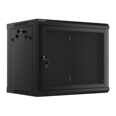 12. SZAFA INSTALACYJNA RACK WISZĄCA 19" 9U 600X450 CZARNA DRZWI PERFOROWANE LANBERG (FLAT PACK)