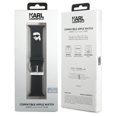4. Pasek Karl Lagerfeld 3D Rubber Karl Head na Apple Watch 42/44/45/49mm - czarny