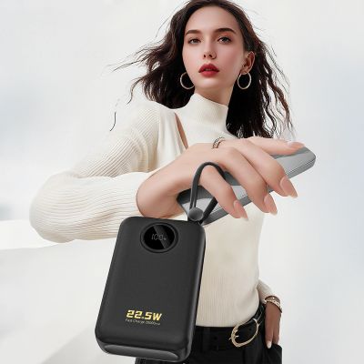7. Powerbank Dudao K14+ 20000mAh 22.5W USB-C / USB-A / wbudowane kable Lightning i USB-C - czarny