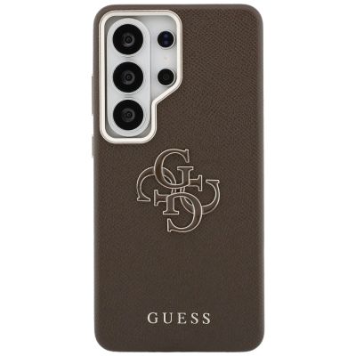 3. Etui Guess Grained Big 4G Metal Logo na Samsung Galaxy S26 Ultra - brązowe