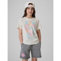 T-shirt regular z nadrukiem dziewczęcy 4F 4FJRAW26TTSHF4325-11S