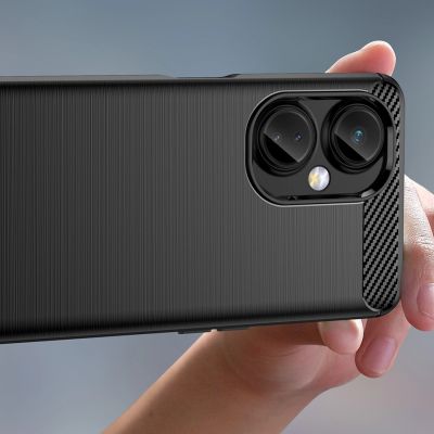 5. Carbon Case etui OnePlus Nord CE 3 elastyczny silikonowy karbonowy pokrowiec czarne