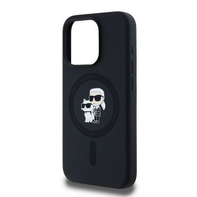 6. Etui Karl Lagerfeld Silicone Karl&Choupette MagSafe na iPhone 15 Pro - czarne