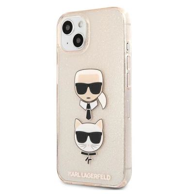 2. Etui Karl Lagerfeld Glitter Karl's & Choupette Head na iPhone 13 mini - złote