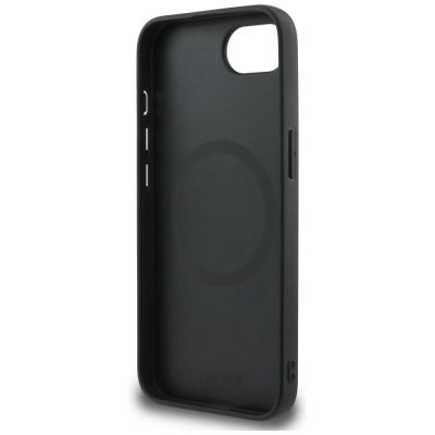 7. Etui DKNY Leather Checkered Mono Pattern MagSafe na iPhone 16e - czarny