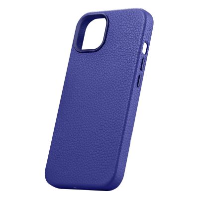 8. iCarer Litchi Premium Leather Case skórzane etui iPhone 14 Plus magnetyczne z MagSafe ciemnoniebieski (WMI14220711-DB)