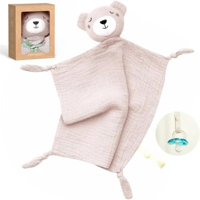 Momcozy bawełniana przytulanka miś dla niemowląt, różowa