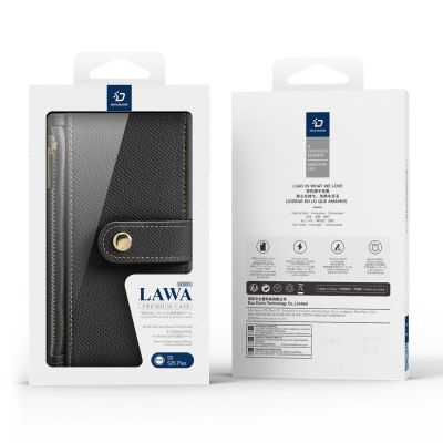 13. Etui skórzane Dux Ducis Lawa na Samsung Galaxy S25+ z odłączanym portfelem magnetycznym - czarne