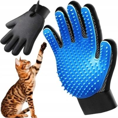 2. RĘKAWICA DO CZESANIA PSA KOTA NIEBIESKIE KOLCE