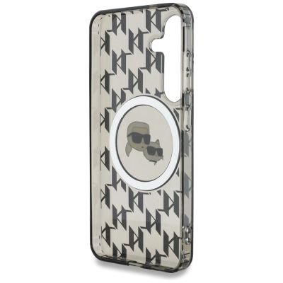 7. Etui Karl Lagerfeld Button Karl&Choupette Heads On KL Pattern MagSafe Samsung Galaxy S25 czarny