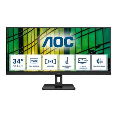 14. AOC U34E2M monitor komputerowy 86,4 cm (34") 3440 x 1440 px Wide Quad HD Czarny