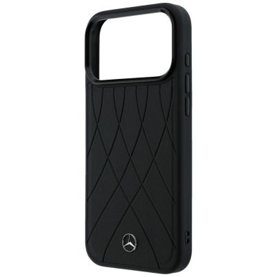 6. Etui Mercedes Leather with Crossed Lines MagSafe na iPhone 17 Pro Max - czarne