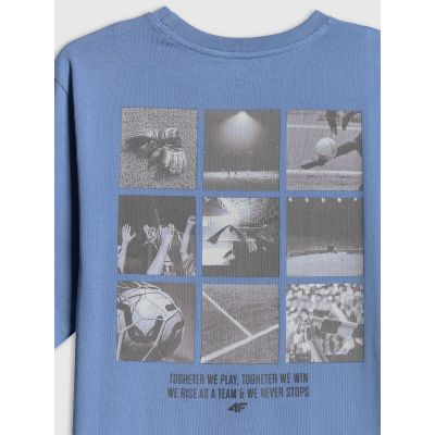 4. T-shirt loose z nadrukiem chłopięcy 4F 4FJRSS26TTSHM4277-32S