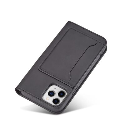 7. Magnet Card Case etui do iPhone 12 Pro Max pokrowiec portfel na karty kartę podstawka czarny
