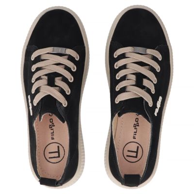 5. Skórzane półbuty sneakersy na platformie czarne Filippo DP6122