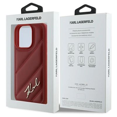 8. Etui Karl Lagerfeld Quilted Signature na iPhone 16 Pro - czerwone