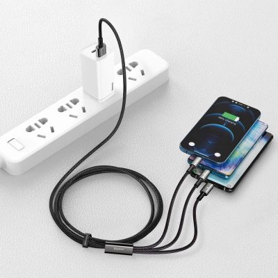 11. Baseus Tungsten 3w1 kabel USB - USB Typ C / Lightning / micro USB 3,5 A 1,5 m czarny (CAMLTWJ-01)