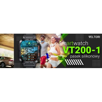 7. Smartwatch VELTORI VT200-1 Czarny Pasek Silikonowy