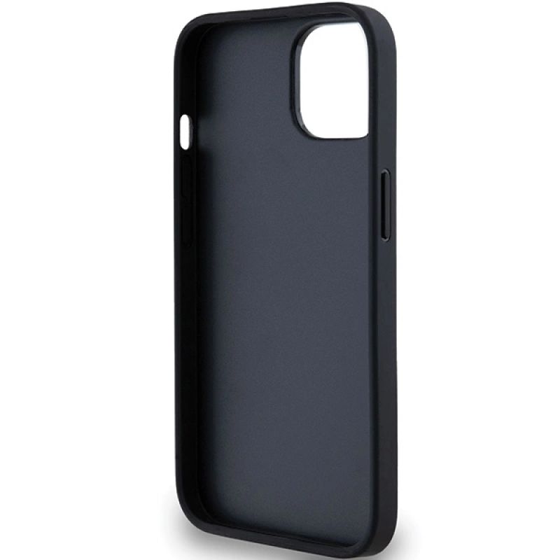 7. Etui DKNY Leather Mono Stripe & Metal Logo na iPhone 15 Plus / 14 Plus - czarne