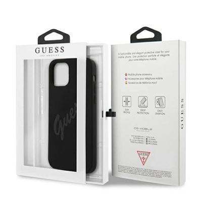 8. Etui Guess Script Vintage na iPhone 12 mini - czarne