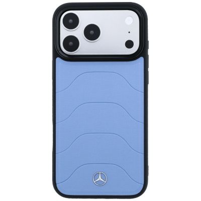 3. Etui Mercedes Leather Mesh with Bow Line MagSafe na iPhone 18 Pro / 17 Pro - niebieskie