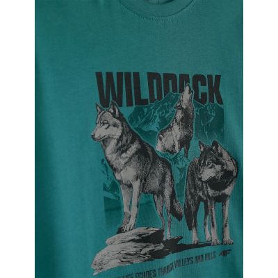 6. T-shirt regular z nadrukiem chłopięcy 4F 4FJKAW26TTSHM4455-46S