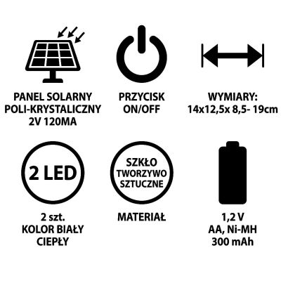 18. LAMPA SOLARNA KAMIEŃ 14X12.5X8.5/19CM