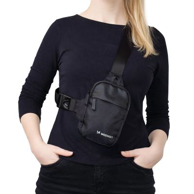 8. Mini saszetka na ramię Wozinsky WMS-W1 wodoodporna dwukomorowa na telefon unisex - czarna