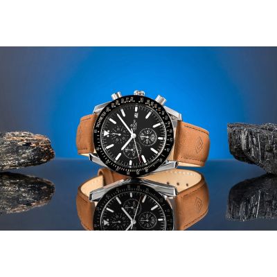 5. Zegarek Męski Giewont Chronograph Sapphire Brązowo Czarny GW8720-A1